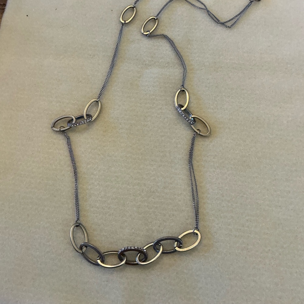 Vintage style Oval Link Necklace - Silver tone, 30” - Picture 3 of 3
